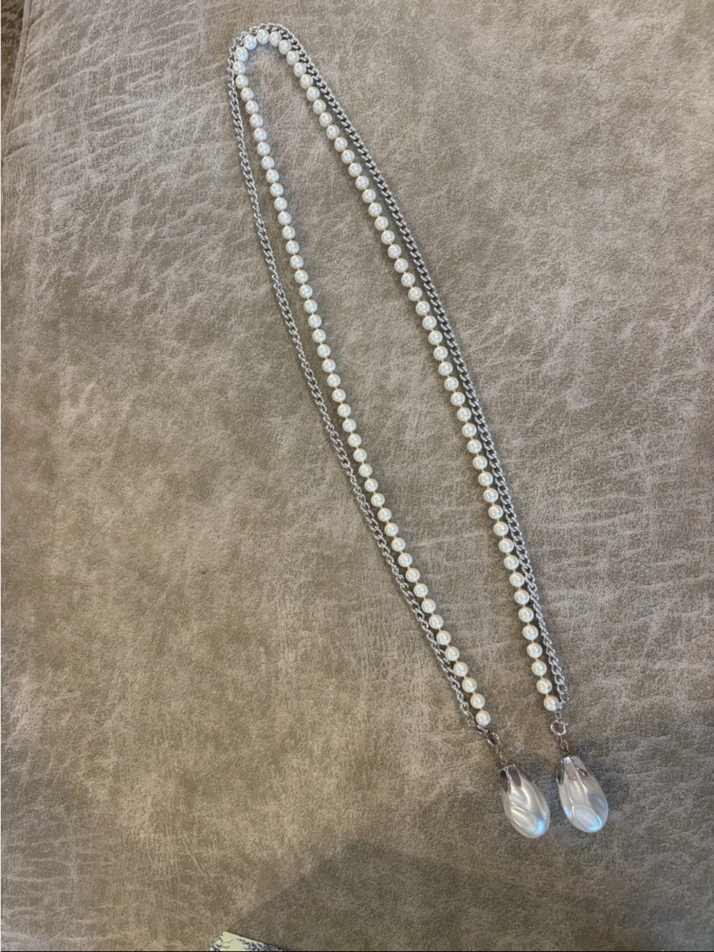 Vintage 70" Faux Pearl Necklace or Belt Bead Teardrop  Double Strand S.Coventry